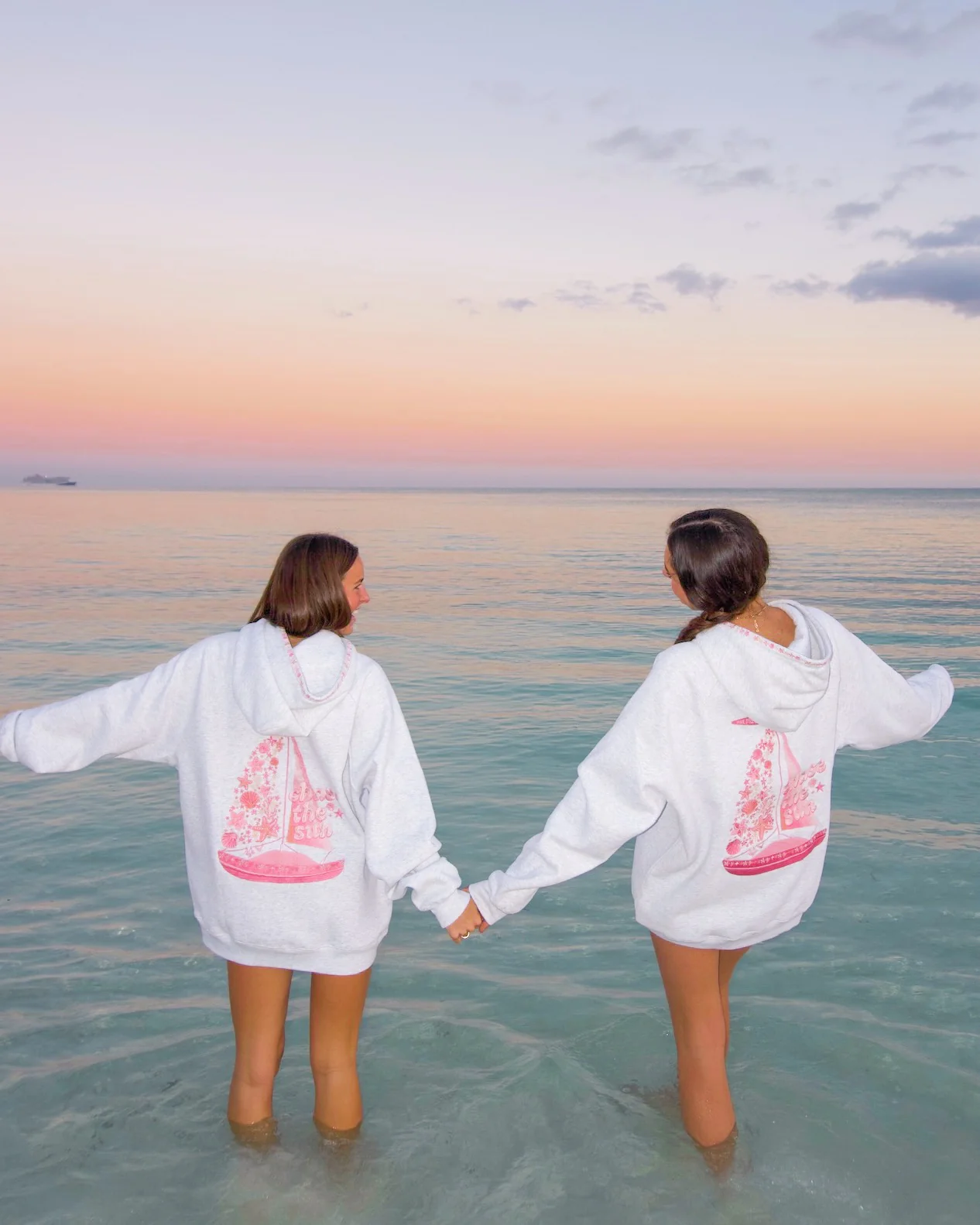 “Chase the Sun” Relaxed Hoodie in Heather Cloud - Image 5