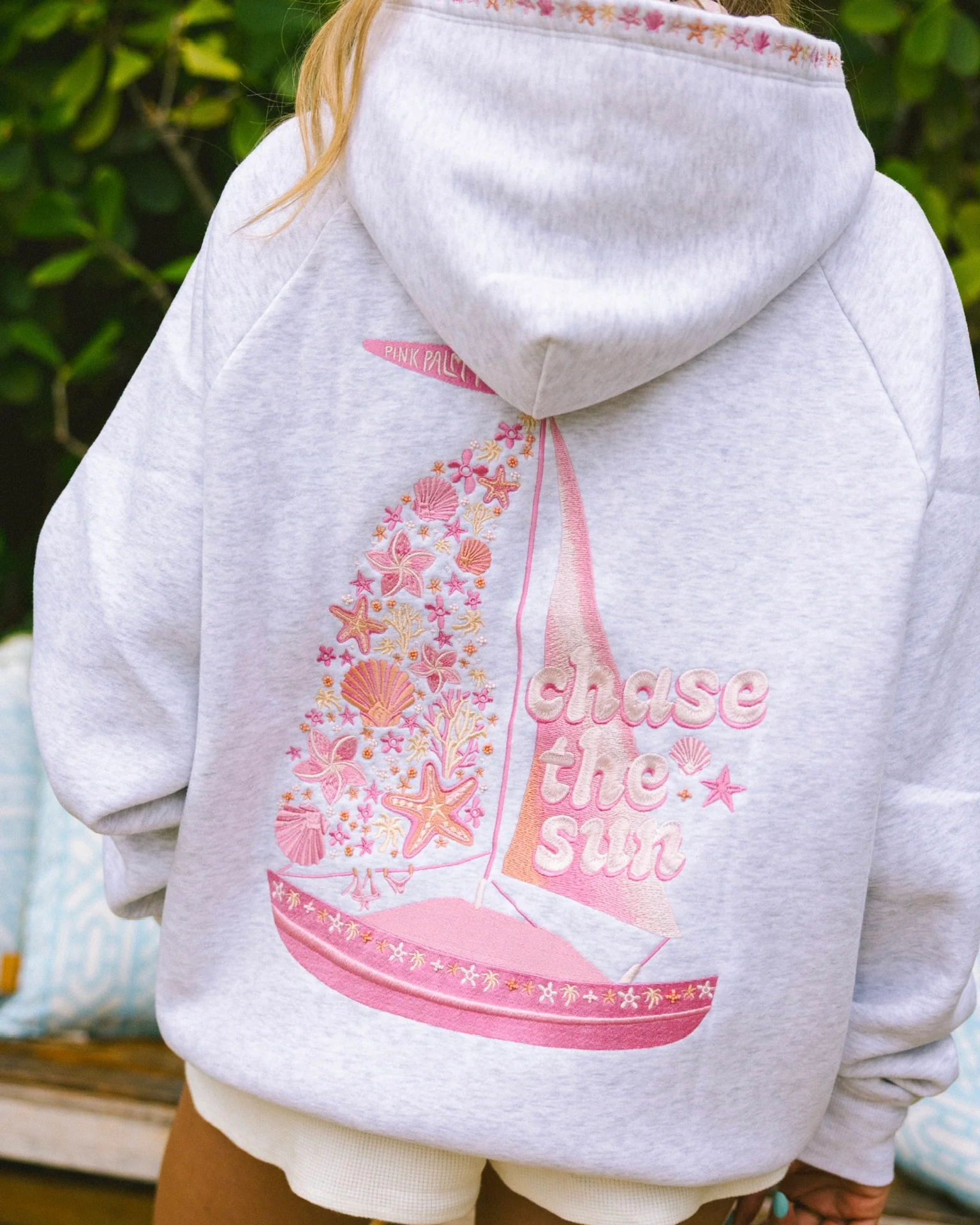 “Chase the Sun” Relaxed Hoodie in Heather Cloud - Image 6