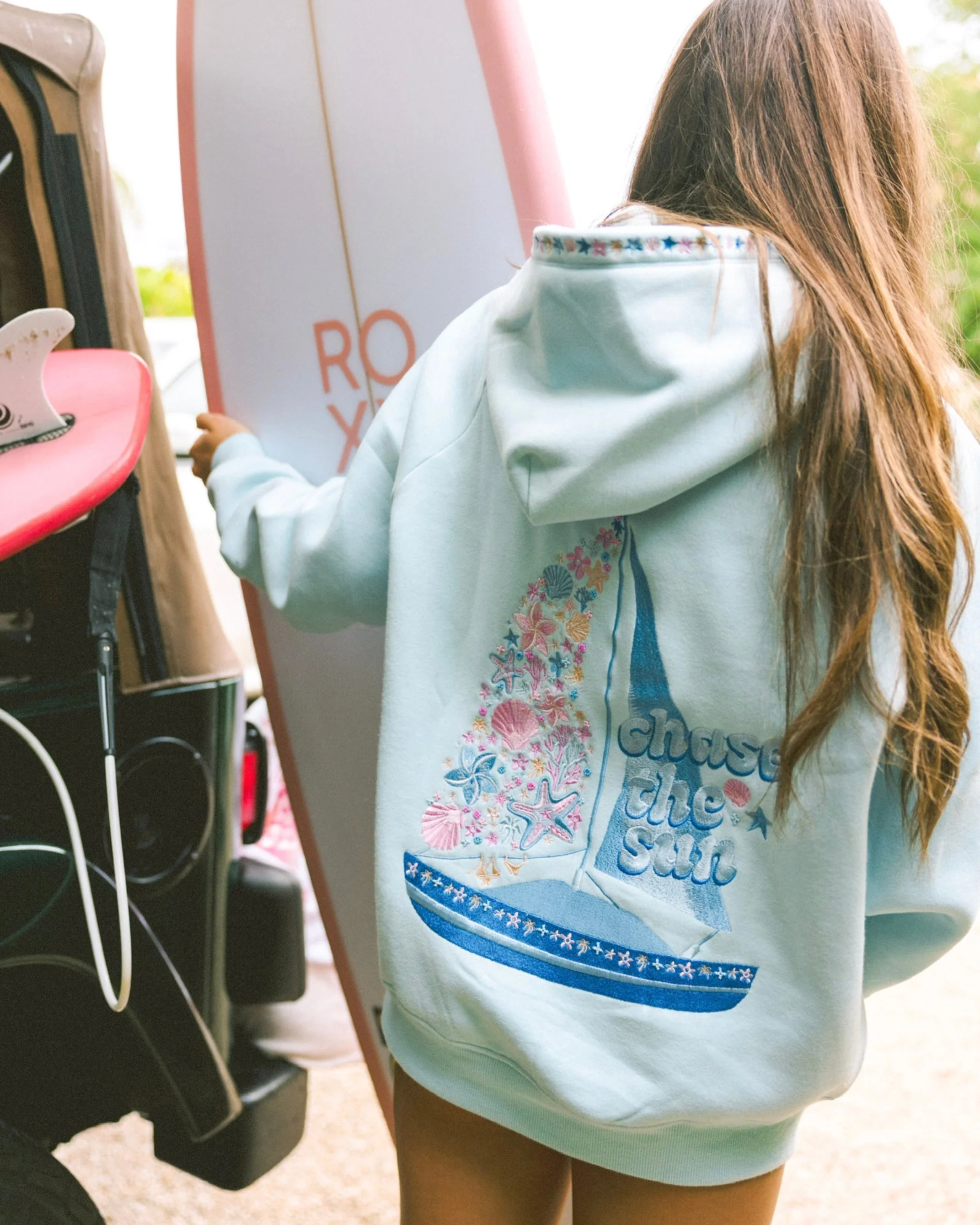 “Chase the Sun” Relaxed Hoodie in Sky Blue - Image 8