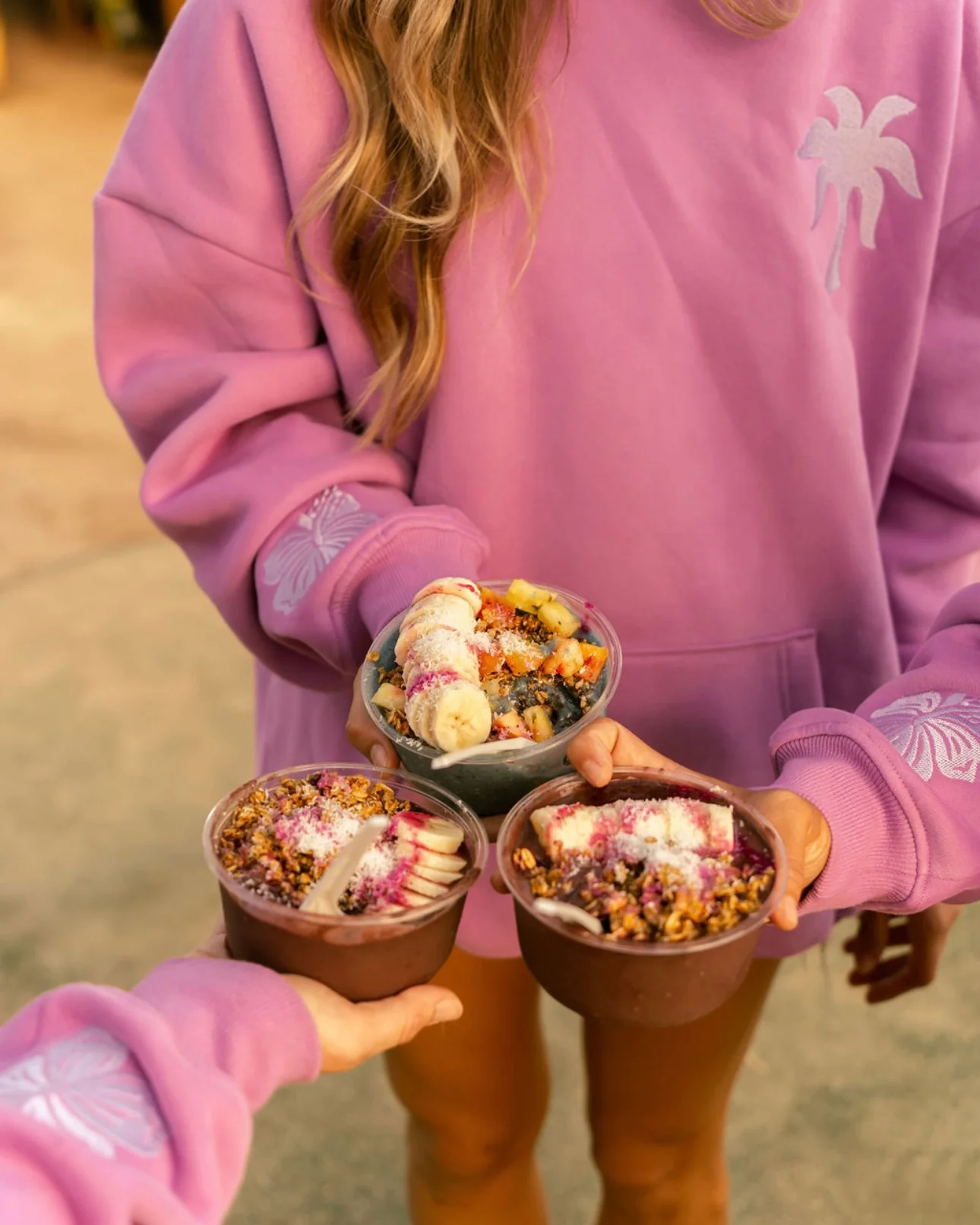 "Everything Comes in Waves" Hoodie in Açai - Image 3